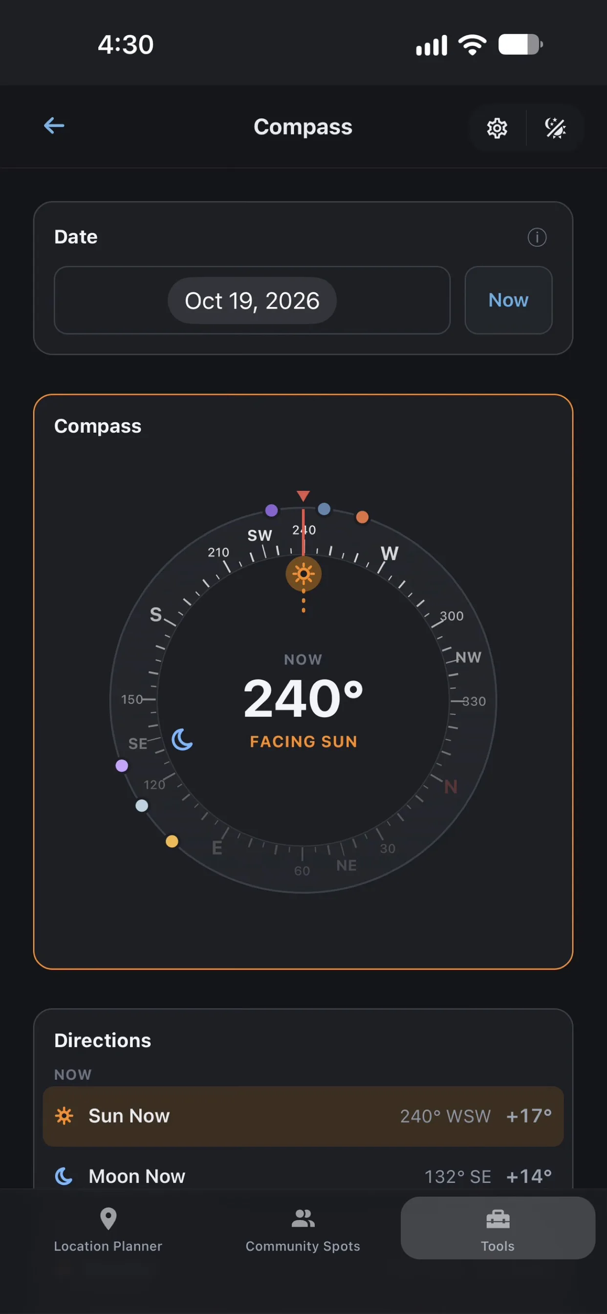 Compass screen in Shutter Speed