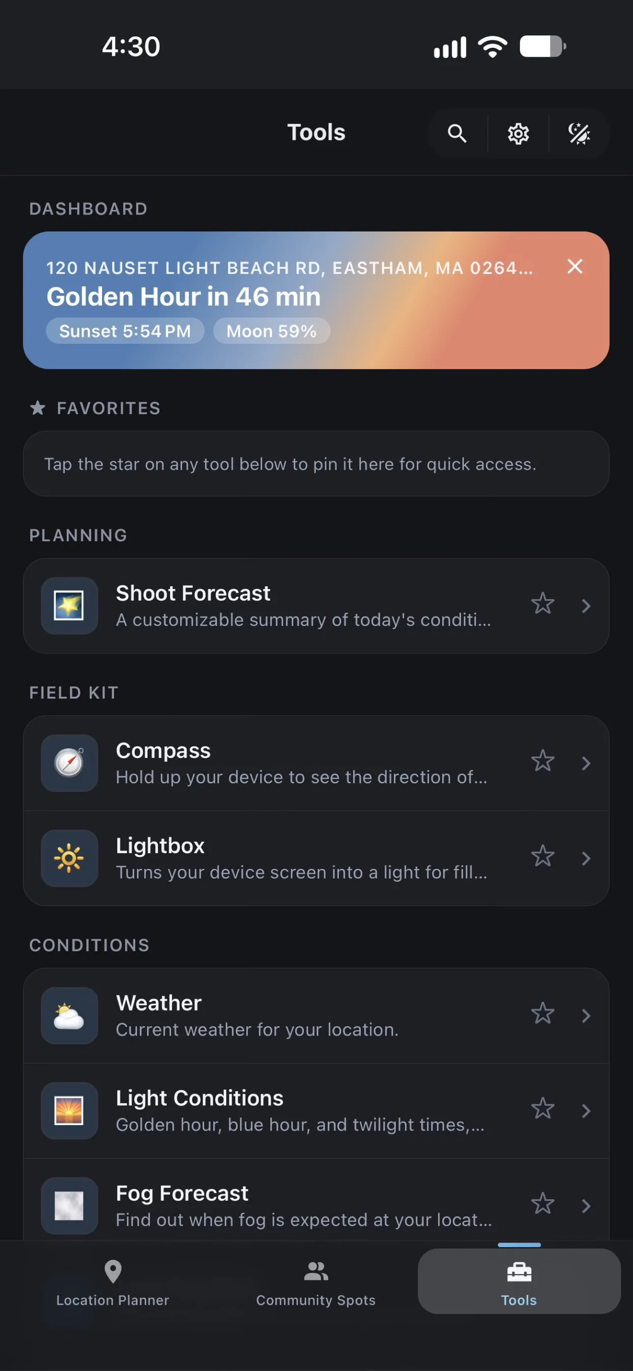 Home screen in Shutter Speed