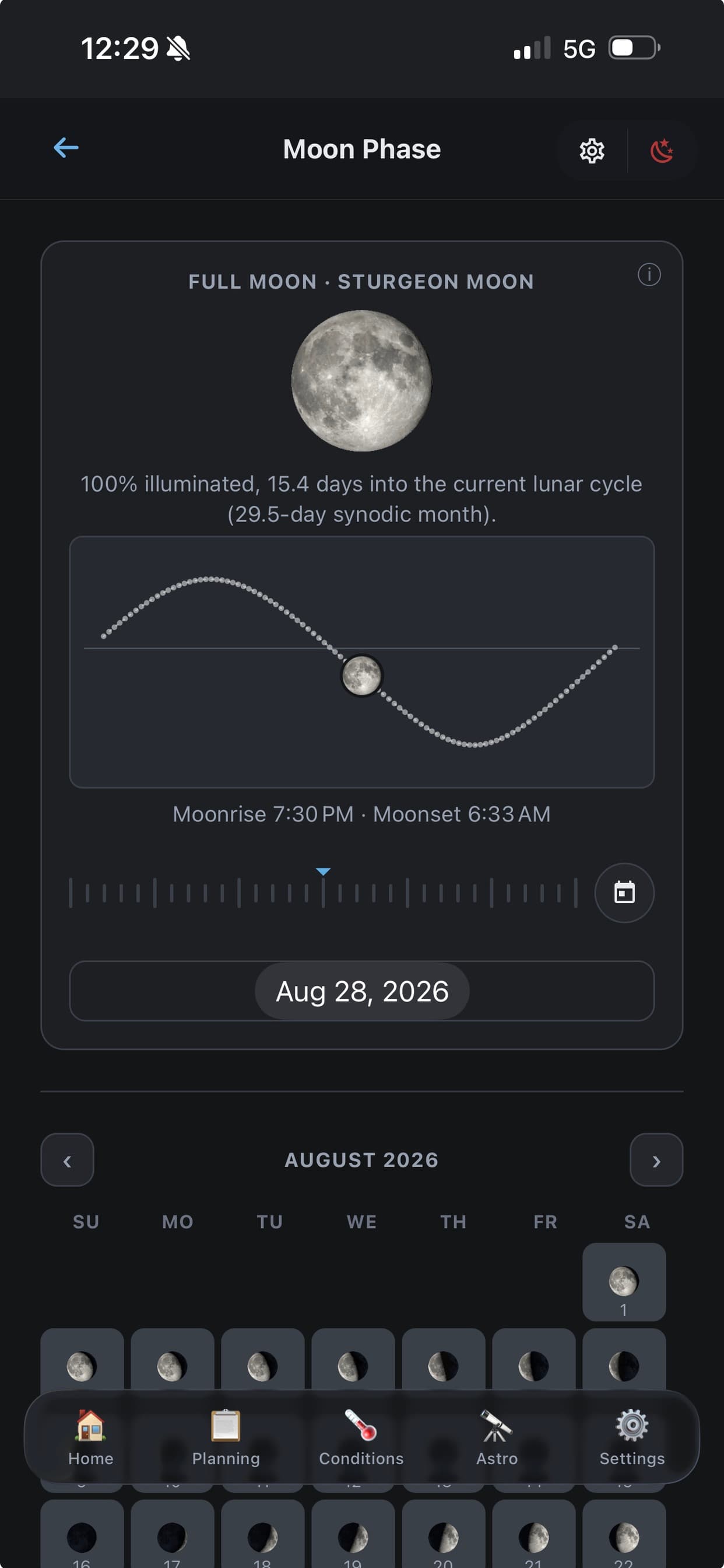 Moon Phase screen in Shutter Speed