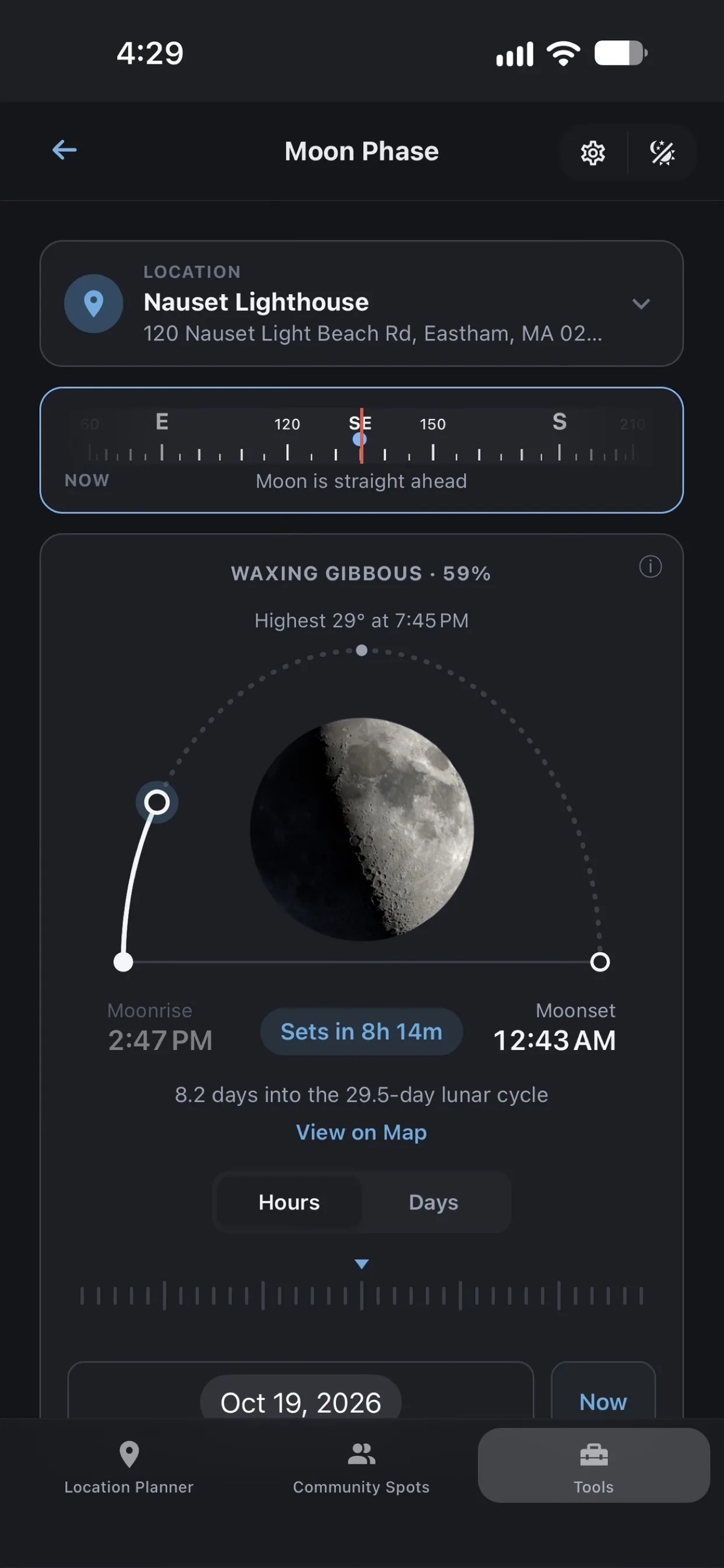 Moon Phase screen in Shutter Speed