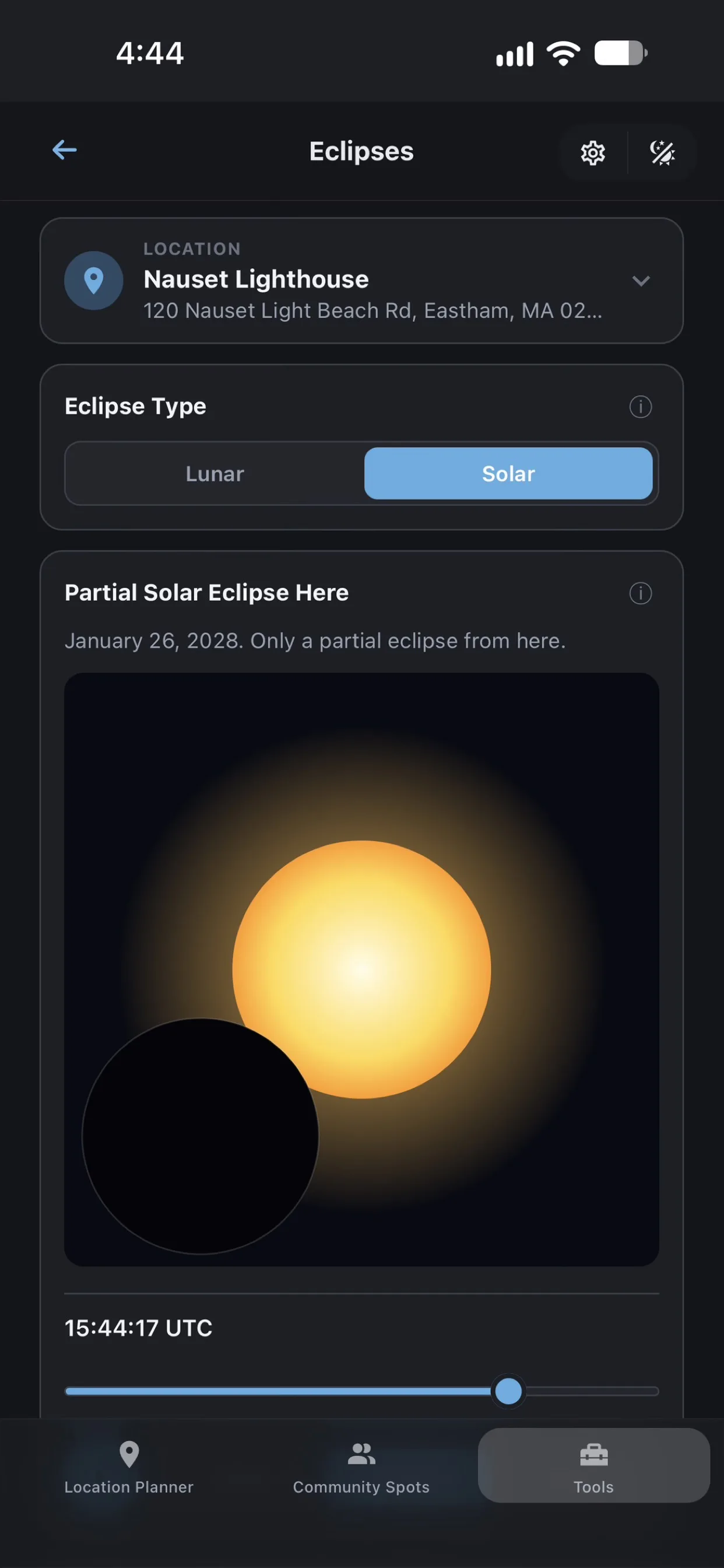 Eclipses screen in Shutter Speed