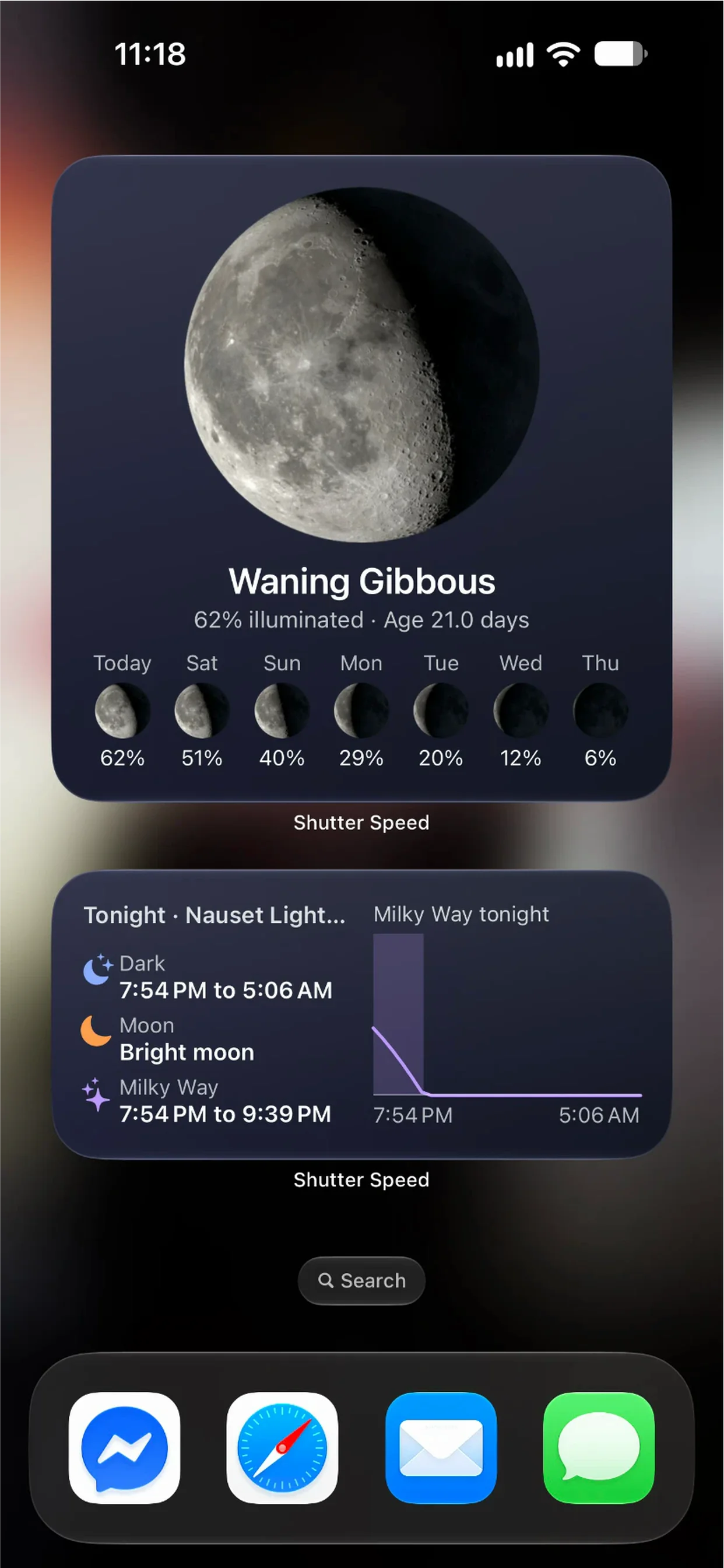 Live Activities & Widgets screen in Shutter Speed